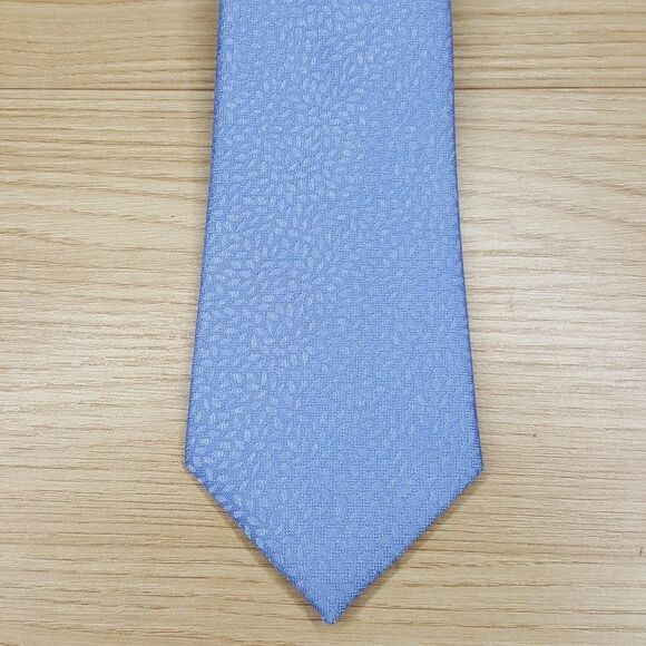 CALVIN KLEIN Mens Neck Tie Blue Jacquard Woven Textured Silk Blend Pointed - Picture 1 of 6